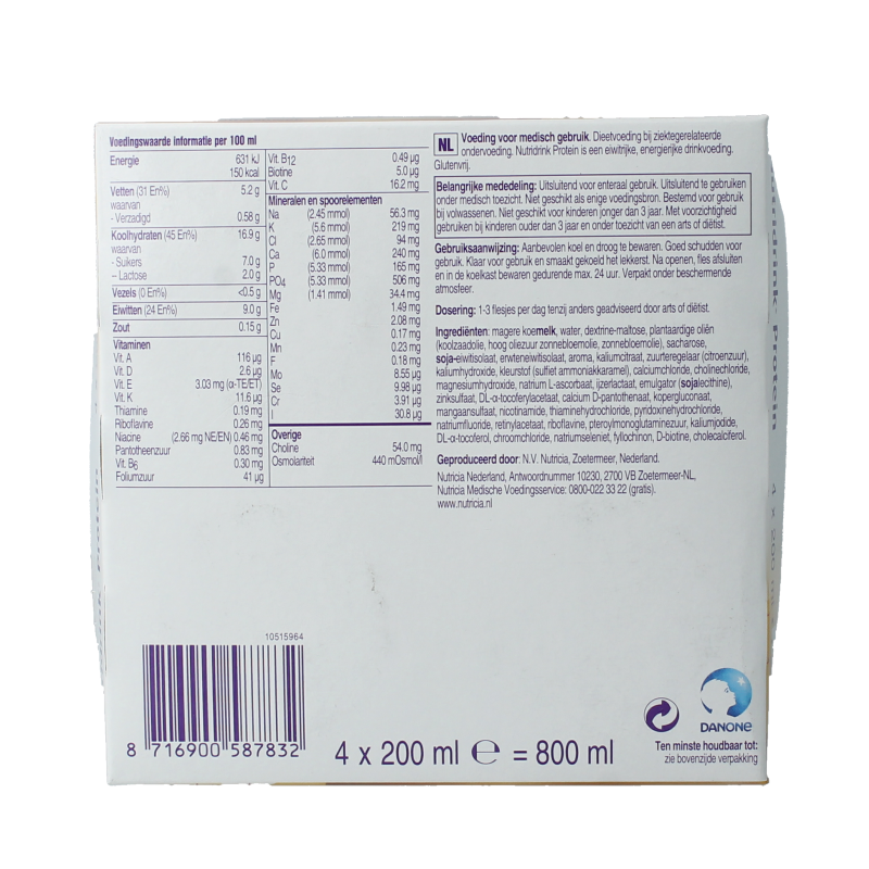 Nutridrink Protein mokka 200ml 4 Stuks