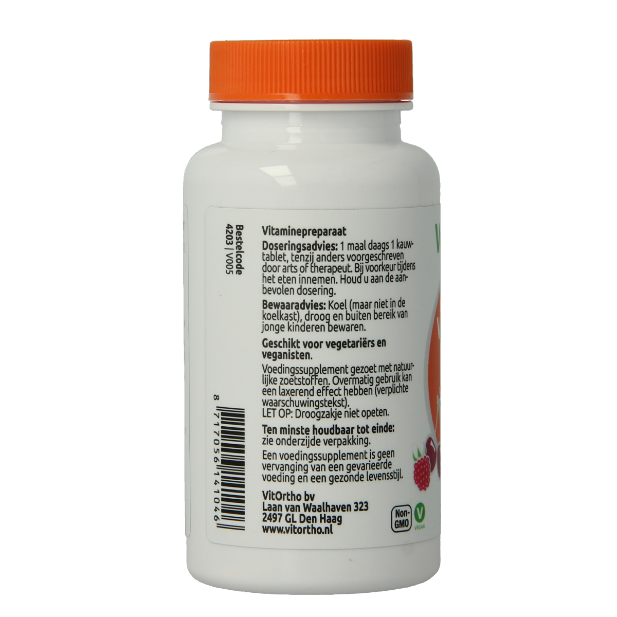 VitOrtho Vitamine C 250mg met 25mg bioflavonoiden 60.00 Kauwtabletten