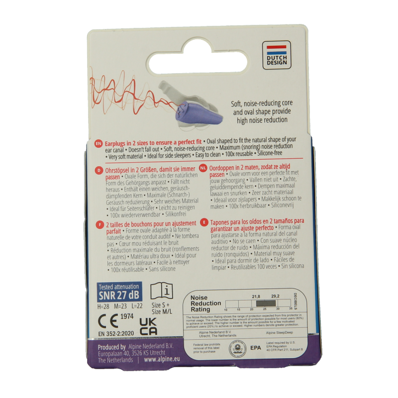 Alpine Sleepdeep earplugs multi size pack 2 Paar