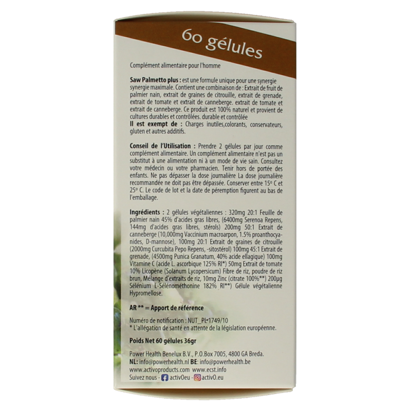 Activo Saw palmetto plus 60 Vegetarische capsules