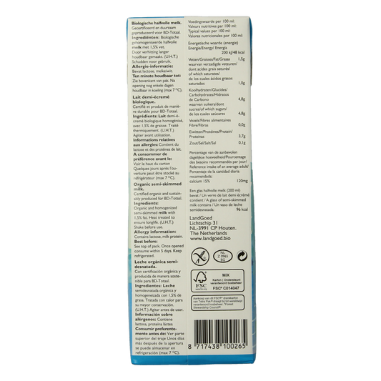 Landgoed Halfvolle melk bio 1.00 Liter