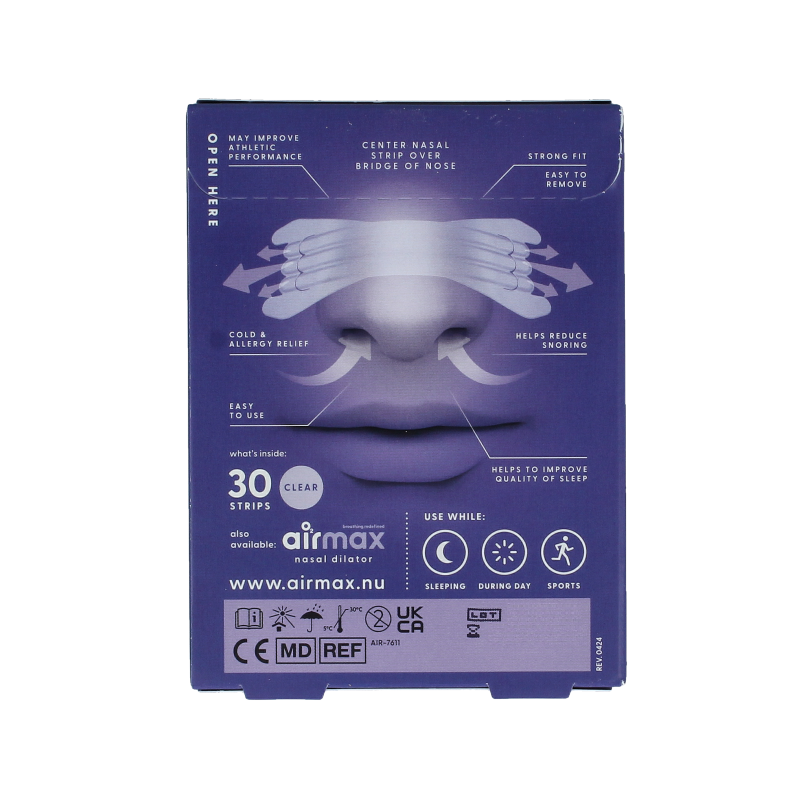 Airmax Nasal strip clear 30 Stuks