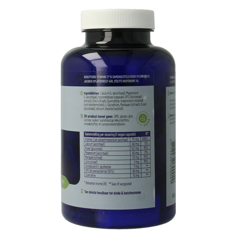 Vitakruid Gebufferde Vitamine C met oa Zink OPC Quercetine 180 Vegetarische capsules
