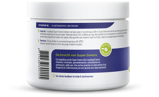 Vitakruid Super Greens 25 nutrienten oa probiotica & enzymen 220 Gram