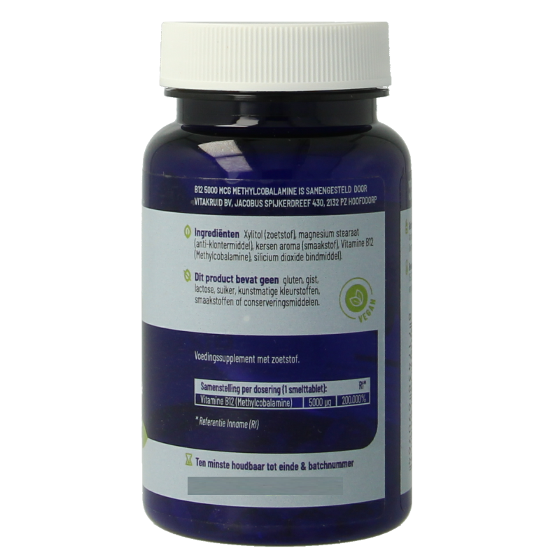 Vitakruid B12 5000 mcg Actief Methylcobalamine 60 Smelttabletten
