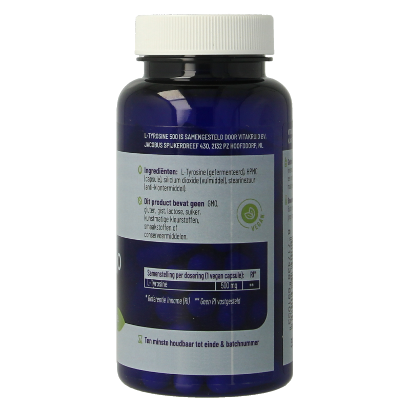 Vitakruid L-Tyrosine 500mg uit fermentatie 60 Vegetarische capsules