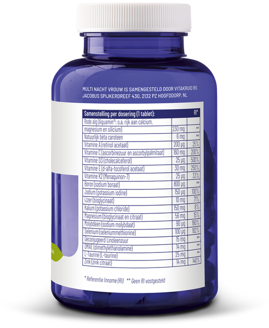 Vitakruid Multi Nacht Vrouw 100% Vegan 90.00 Tabletten