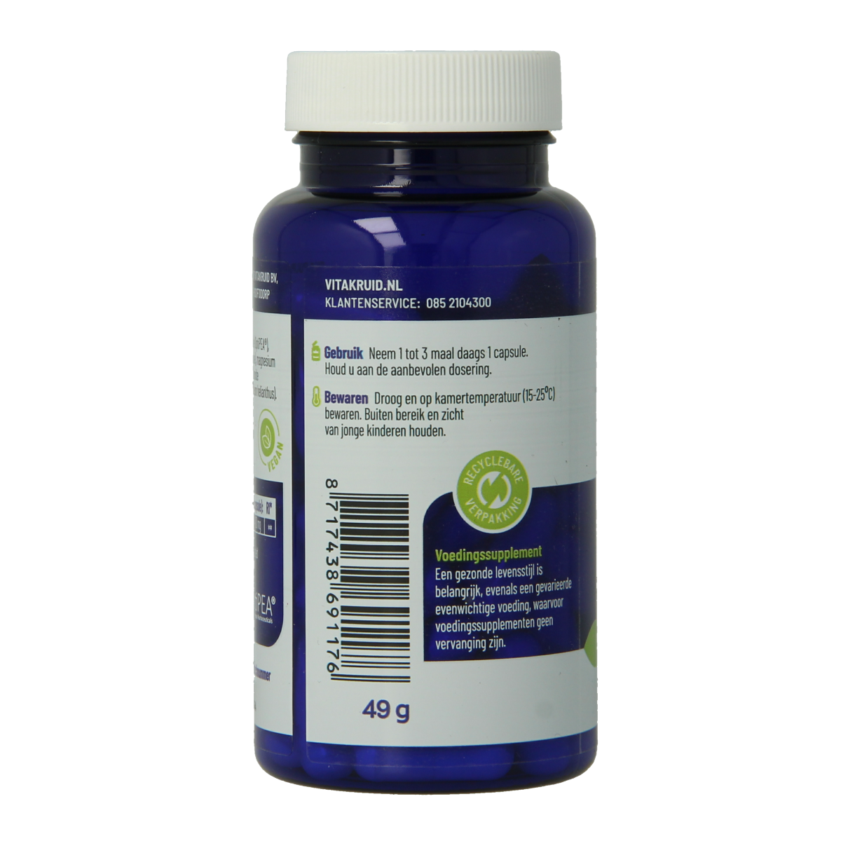 Vitakruid PEA Puur 400 OptiPEA Palmitoylethanolamide 60.00 Vegetarische capsules