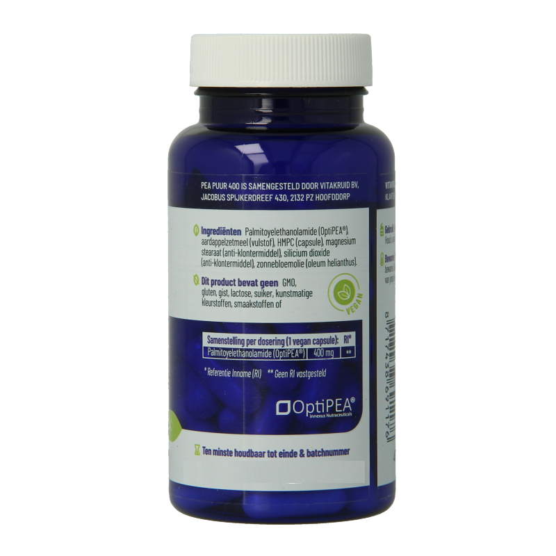 Vitakruid PEA Puur 400 OptiPEA Palmitoylethanolamide 60 Vegetarische capsules