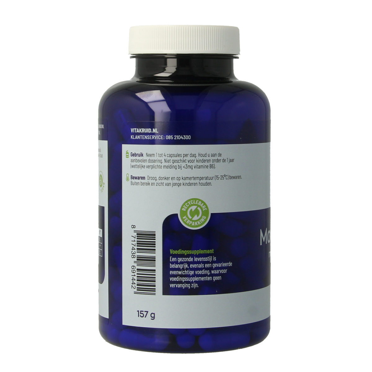 Vitakruid Magnesium Tauraat met Vitamine B6 (P-5-P) 180.00 Vegetarische capsules