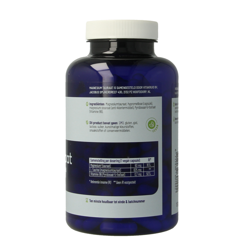 Vitakruid Magnesium Tauraat met Vitamine B6 (P-5-P) 180 Vegetarische capsules