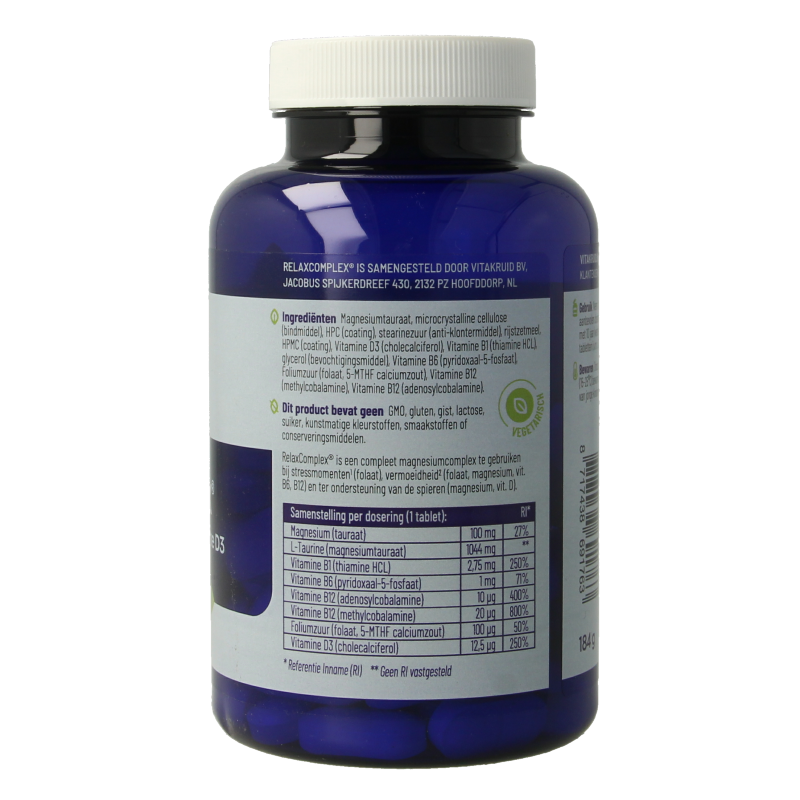 Vitakruid RelaxComplex oa Magnesium Tauraat & Vitamine D3 90 Tabletten