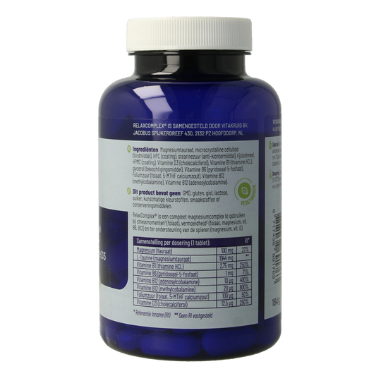 Vitakruid RelaxComplex oa Magnesium Tauraat & Vitamine D3 90.00 Tabletten