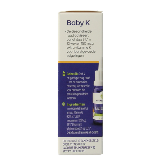 Vitakruid Vitamine K & D baby druppels 10ml 20 Milliliter