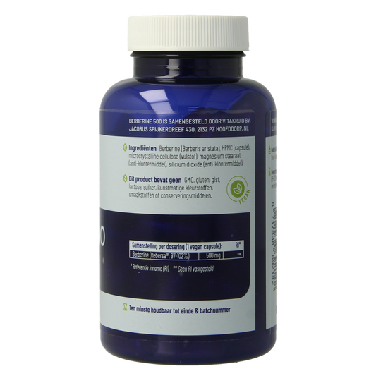 Vitakruid Berberine 500 Rebersa 97-102% berberine zouten 90.00 Vegetarische capsules