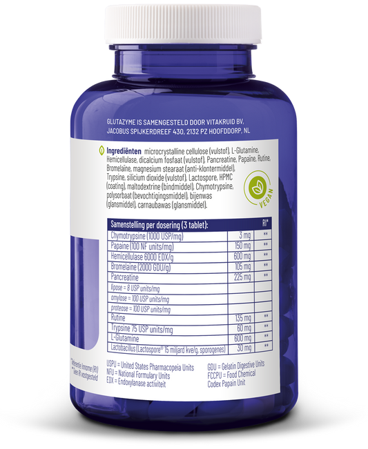 Vitakruid Glutazyme oa Spijsverteringsenzymen en L-Glutamine 180.00 Tabletten
