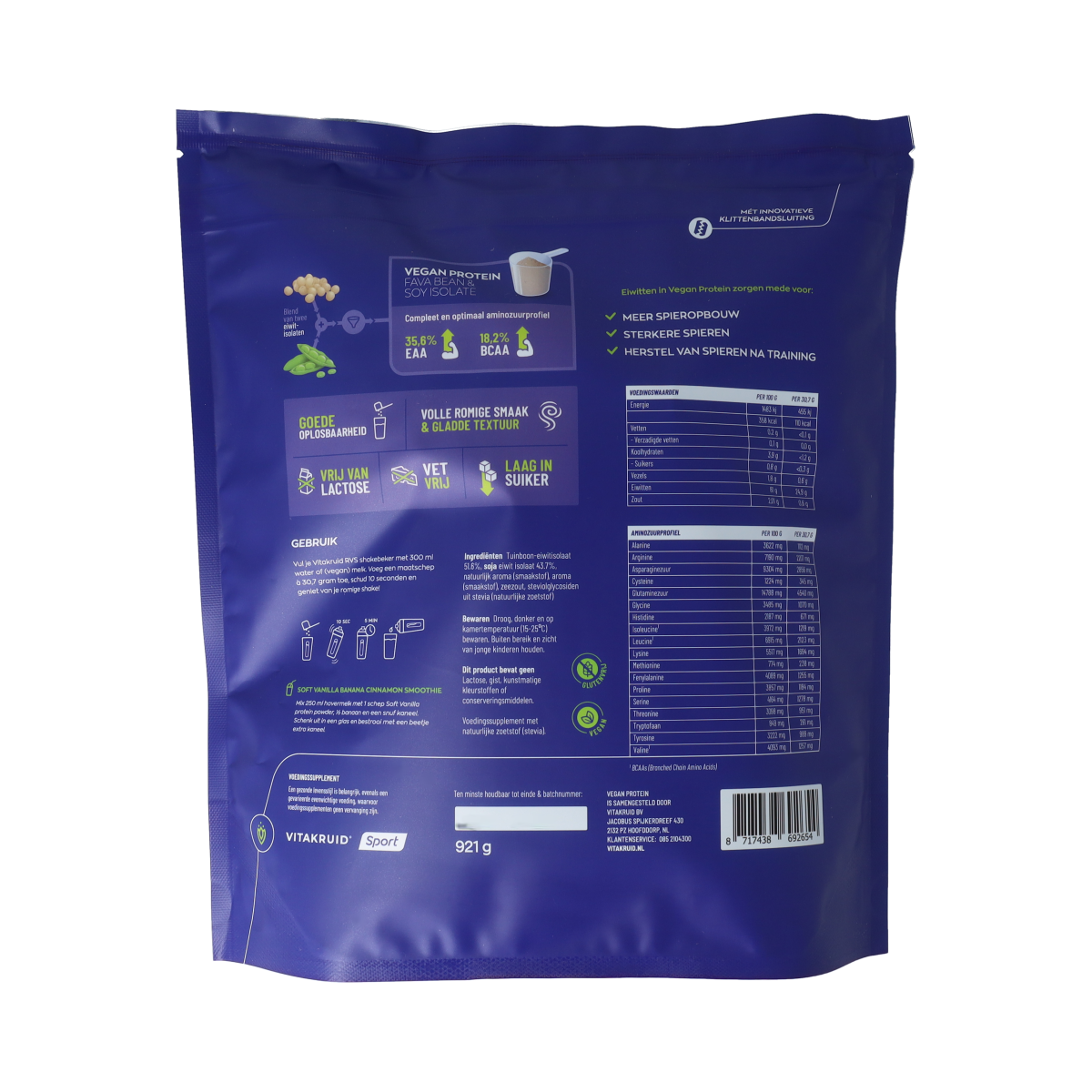 Vitakruid Vegan protein fava beans soft vanilla 921.00 Gram