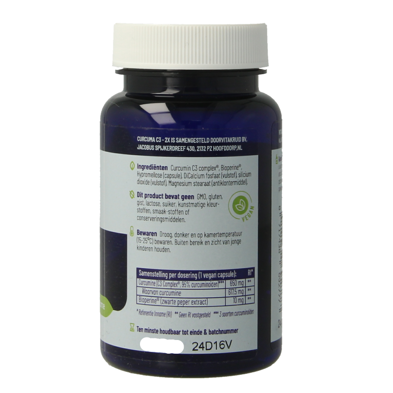 Vitakruid Curcuma C3-2X (95% curcuminoiden) met Bioperine 30 Vegetarische capsules