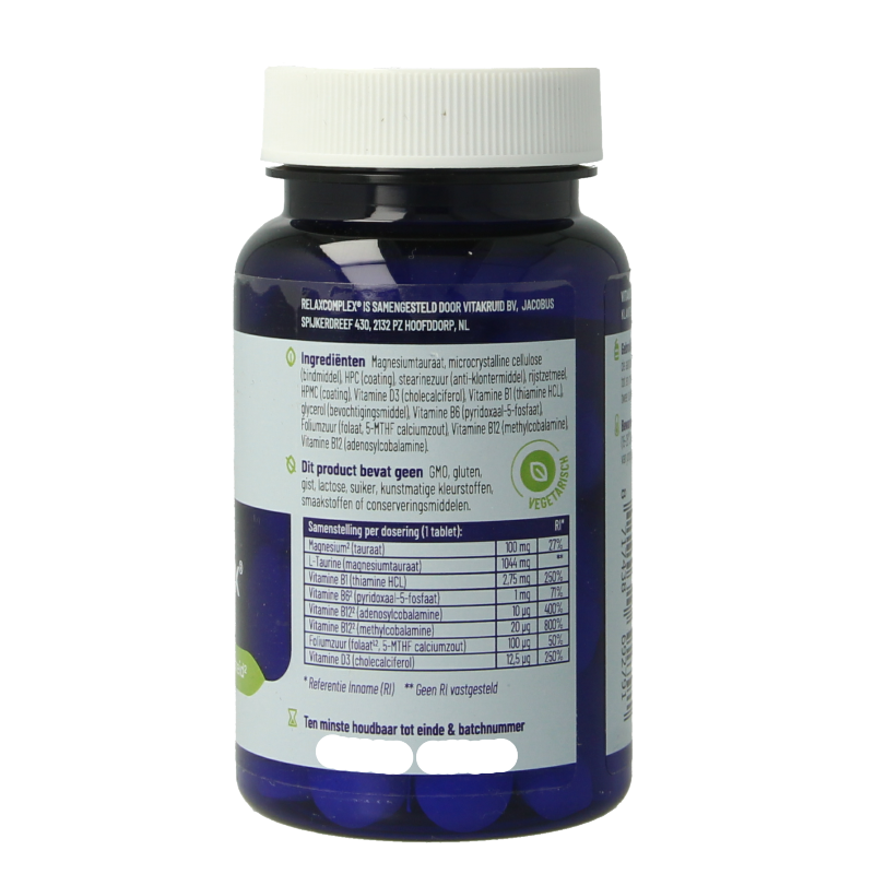 Vitakruid RelaxComplex oa Magnesium Tauraat & Vitamine D3 30 Tabletten