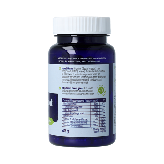 Vitakruid IJzer Bisglycinaat Mama 30 Complex oa koper, C 90.00 Vegetarische capsules