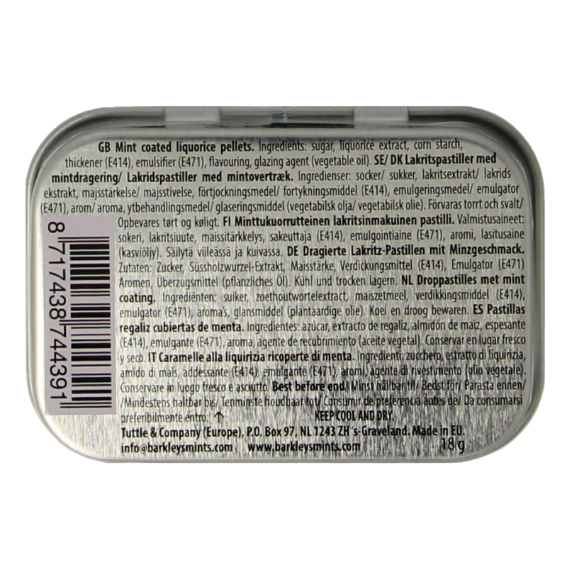 Barkleys Liquorice pellets mint coated 18 Gram