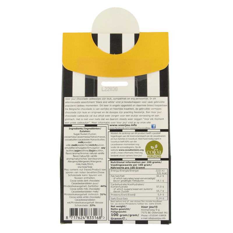 Voor Jou! Cadeau doos black & white happy birthday 100 Gram
