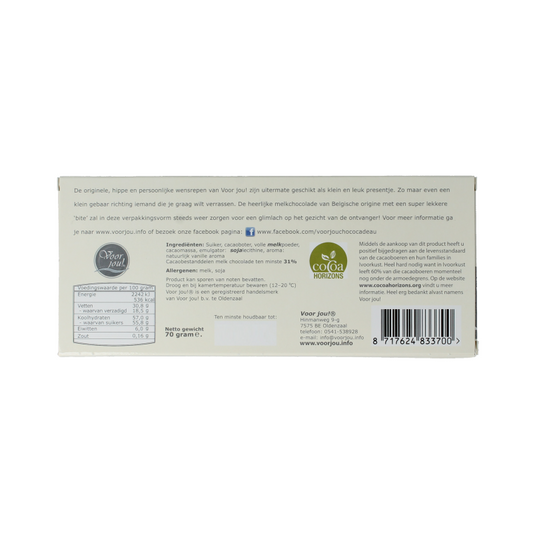 Voor Jou! Wensreep fijne feestdagen 70 Gram