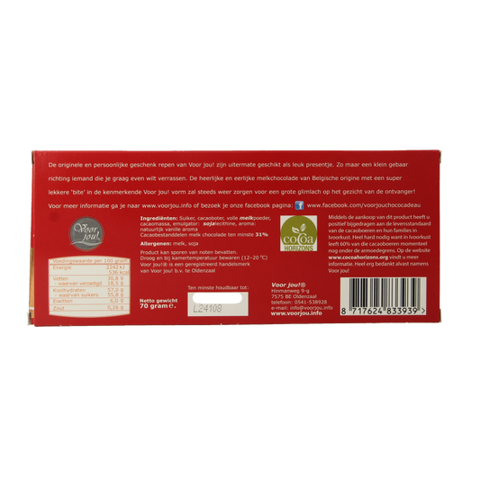 Voor Jou! Wensreep super bedankt 70 Gram