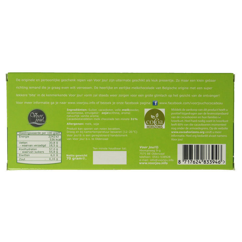Voor Jou! Wensreep opkikkertje 70.00 Gram