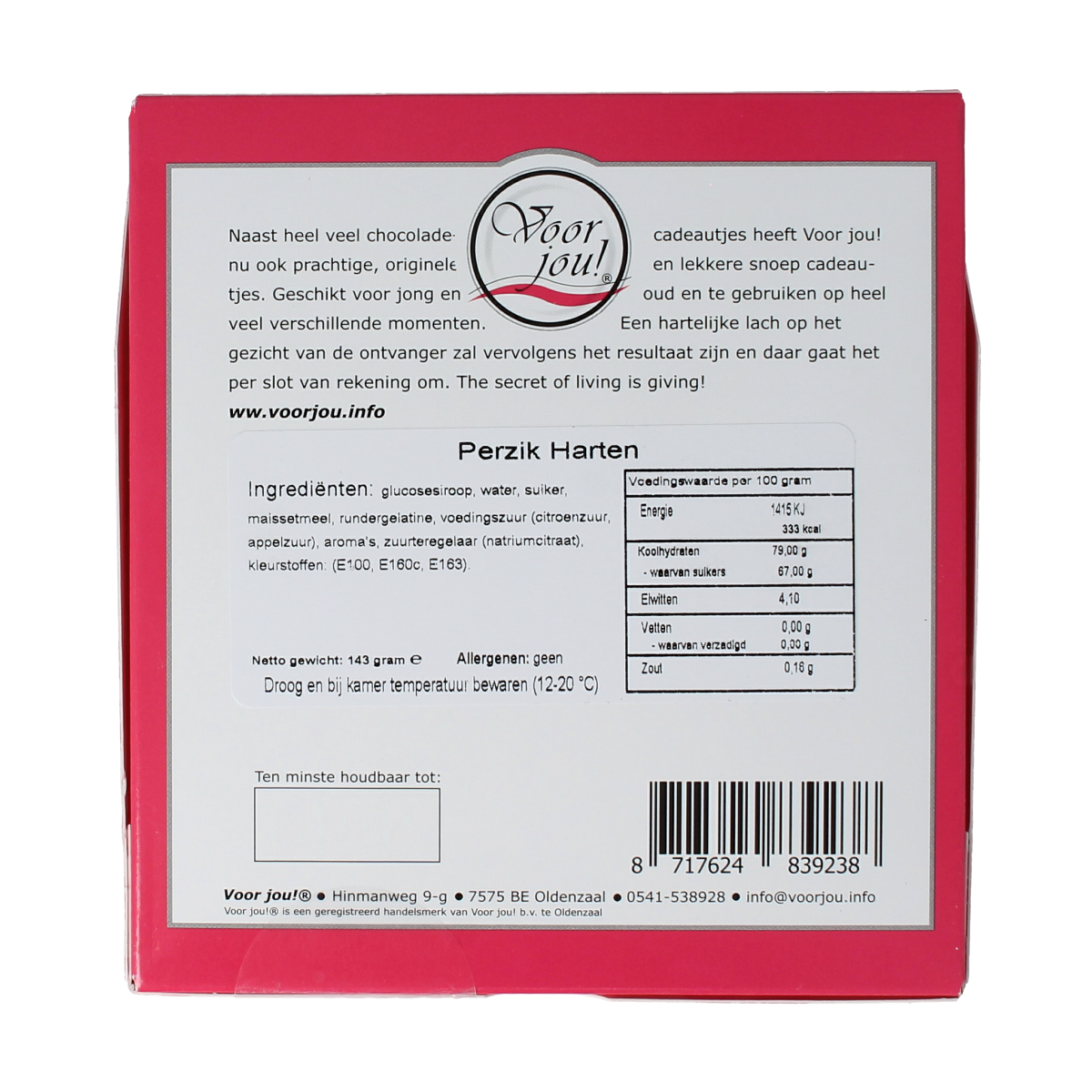 Voor Jou! Veel liefs XXX 143.00 Gram