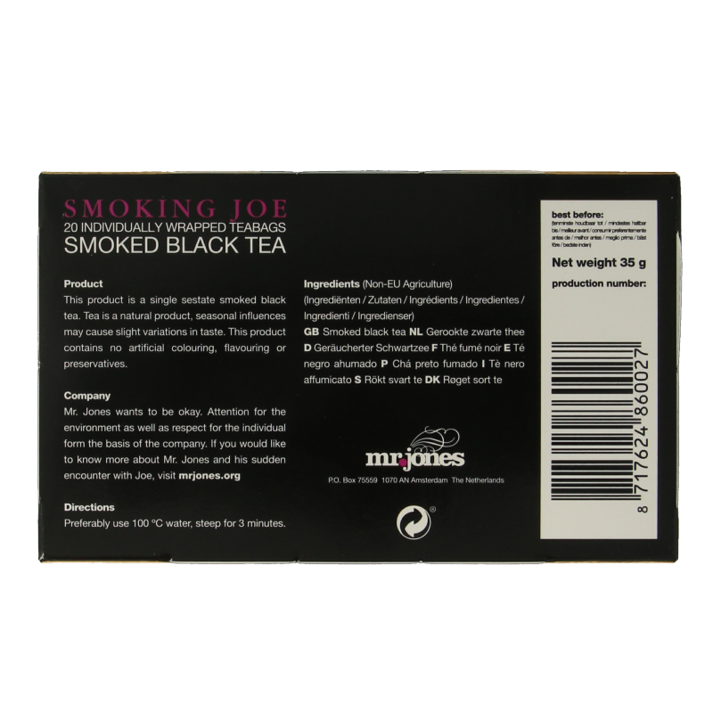 Mr. Jones Smoking joe lapsang souchong 20 Zakjes
