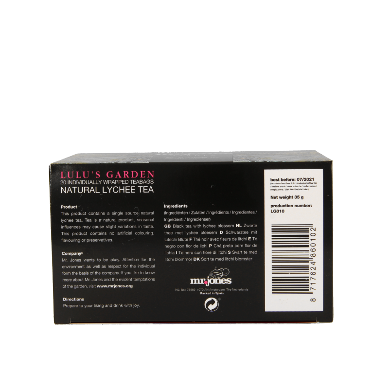 Mr. Jones Lulu's garden lychee thee 20 Zakjes