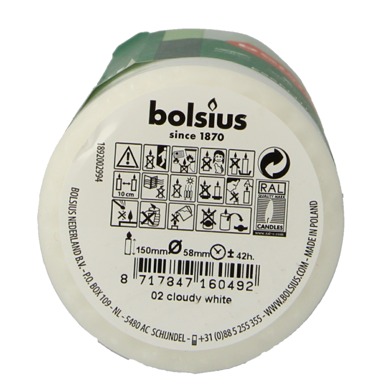 Bolsius Stompkaars 150/58 cloudy white 1 Stuks