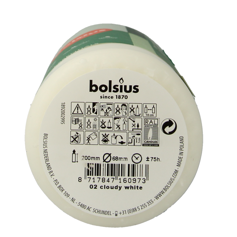 Bolsius Stompkaars 200/68 cloudy white 1 Stuks