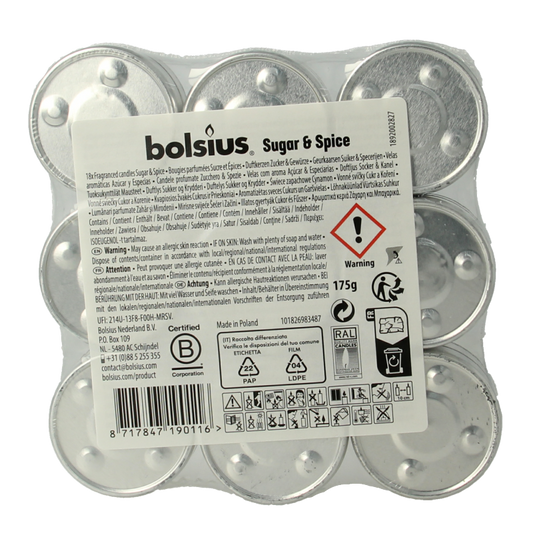 Bolsius Geurtheelicht multi colour brick 18 sugar & spice 18 Stuks