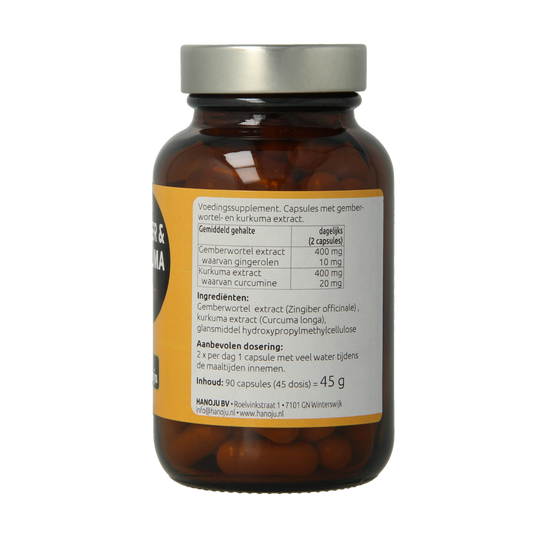 Hanoju Gember & kurkuma extract 90.00 Vegetarische capsules