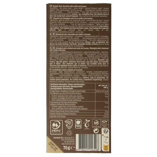 Lovechock 93% Pure vanilla lucuma bio 70.00 Gram
