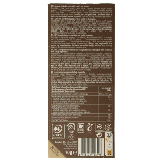 Lovechock 93% Pure vanilla lucuma bio 70 Gram