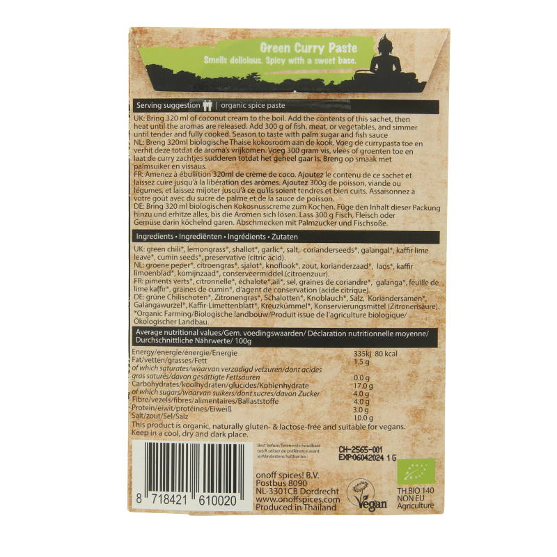 Onoff Thaise groene currypasta bio 50 Gram
