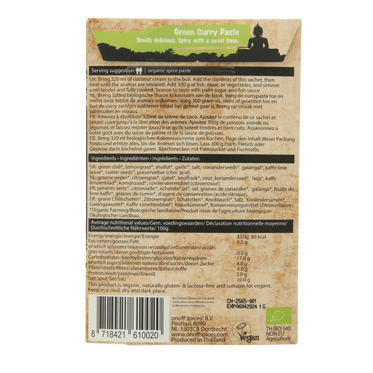 Onoff Thaise groene currypasta bio 50.00 Gram
