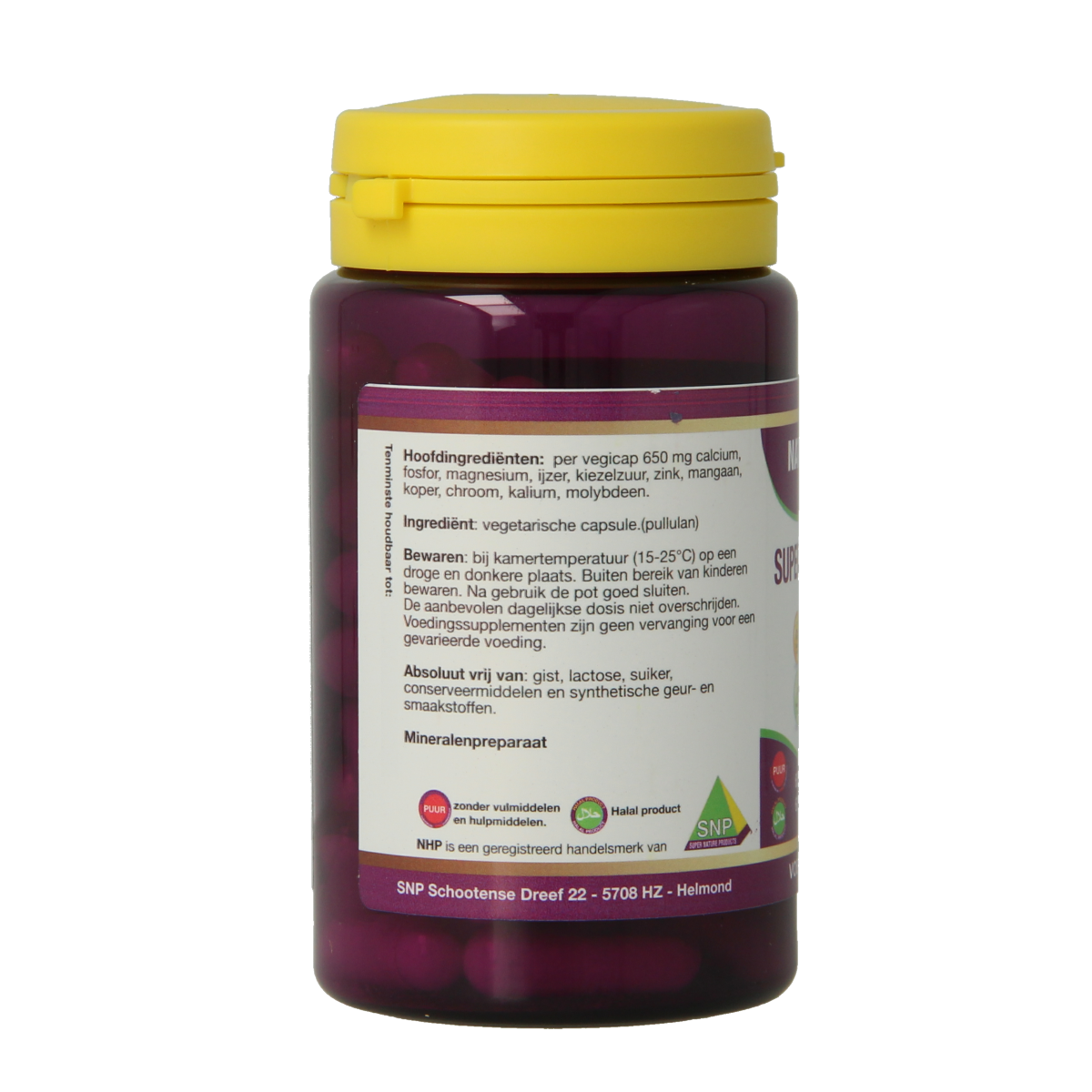 NHP Super multi mineralen 650mg puur 60.00 Vegetarische capsules
