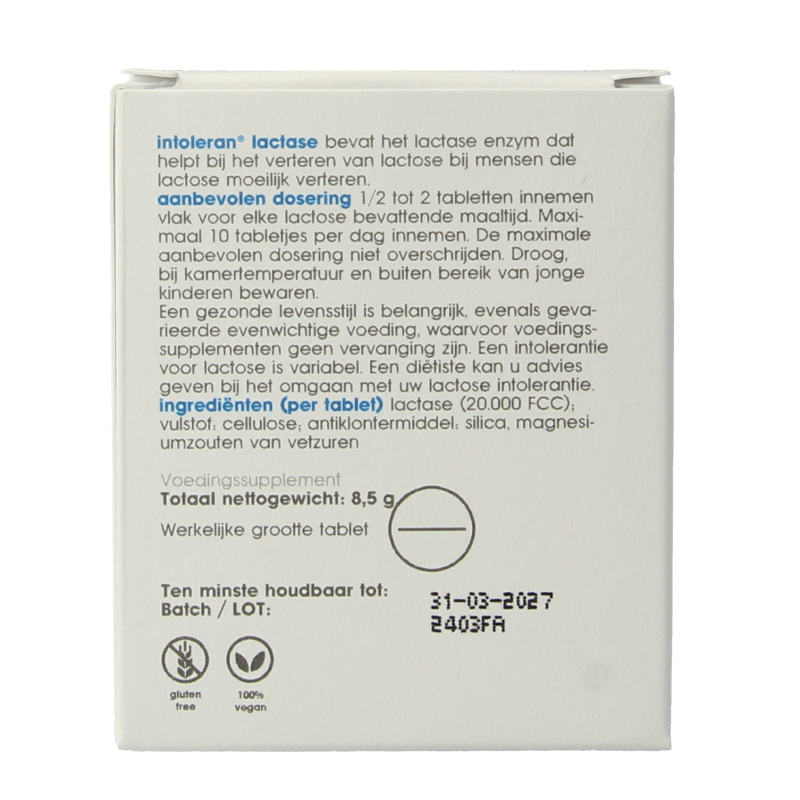 Intoleran Lactase 20.000 50 Tabletten