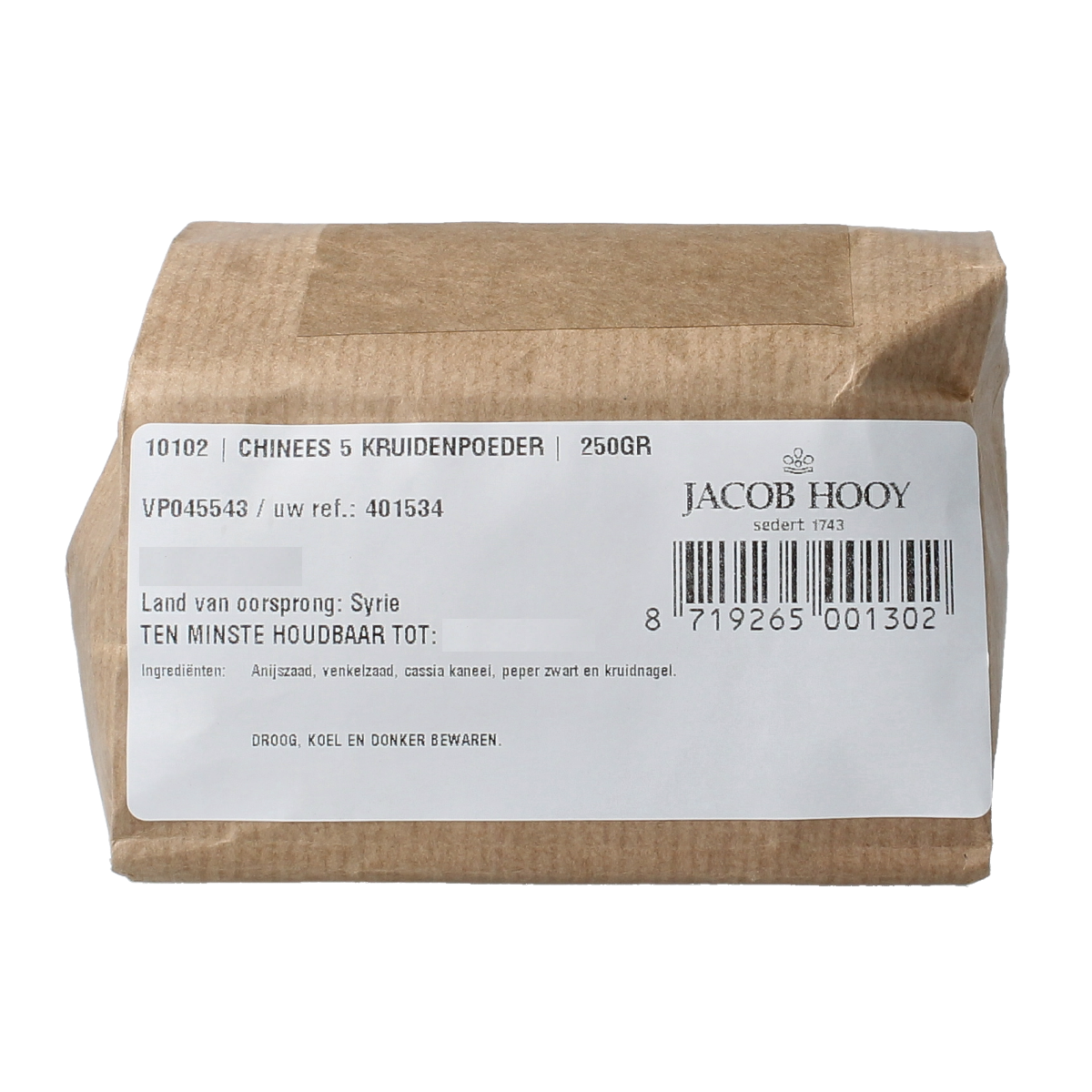 Jacob Hooy Chinees 5 kruidenpoeder 250.00 Gram