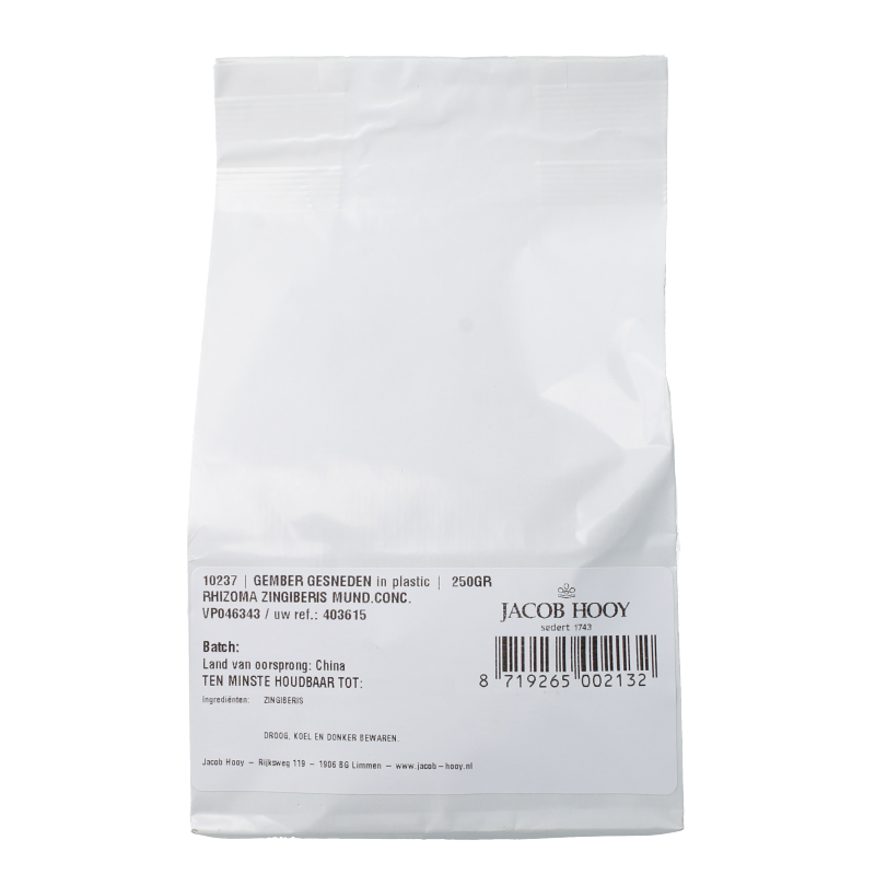 Jacob Hooy Gember geschild gesneden 250 Gram