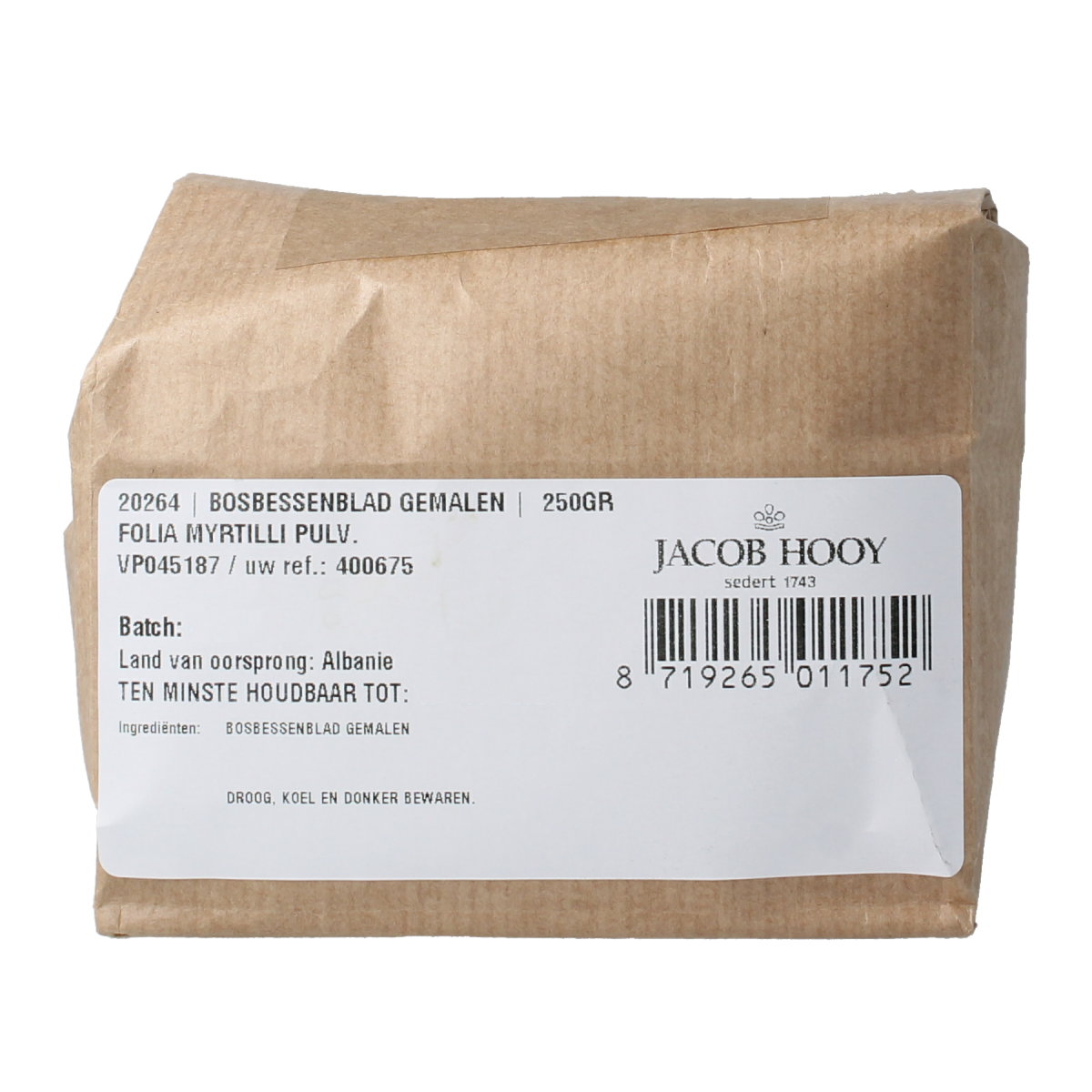 Jacob Hooy Bosbessenblad gemalen 250.00 Gram
