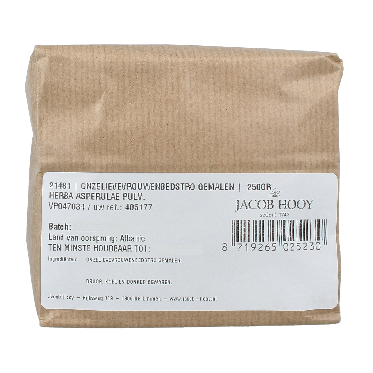Jacob Hooy Onzelievevrouwenbedstro gemalen 250.00 Gram