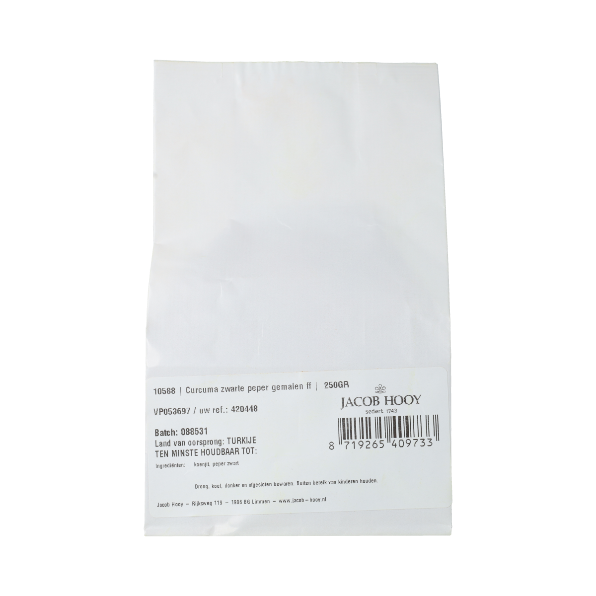 Jacob Hooy Curcuma zwarte peper gemalen 250.00 Gram