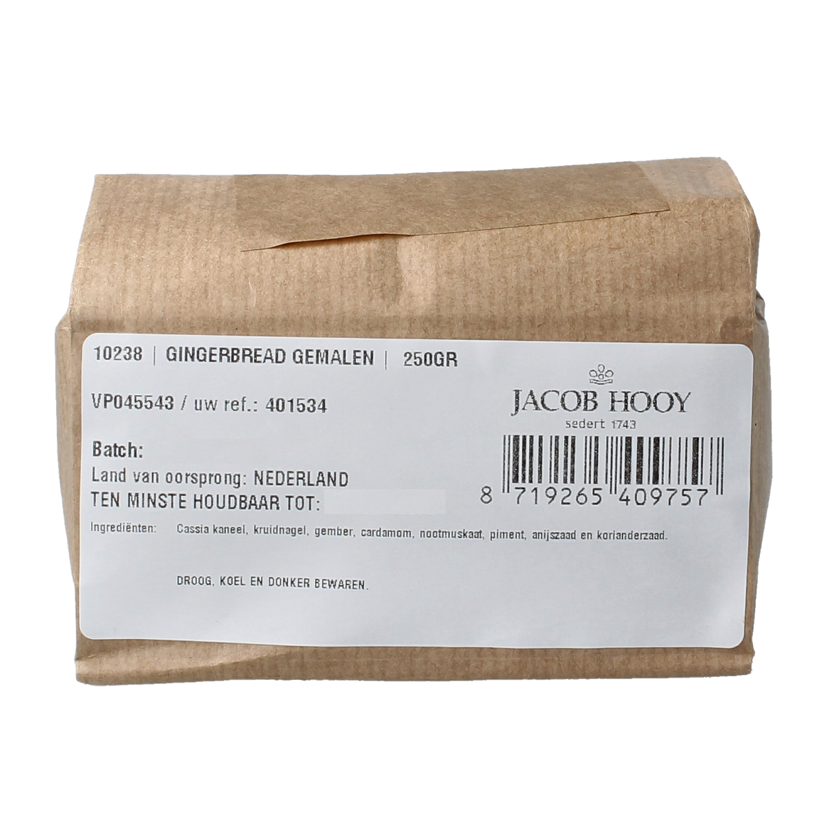 Jacob Hooy Gingerbread gemalen 250.00 Gram