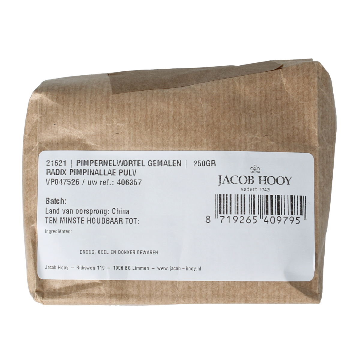 Jacob Hooy Pimpernelwortel gemalen 250.00 Gram