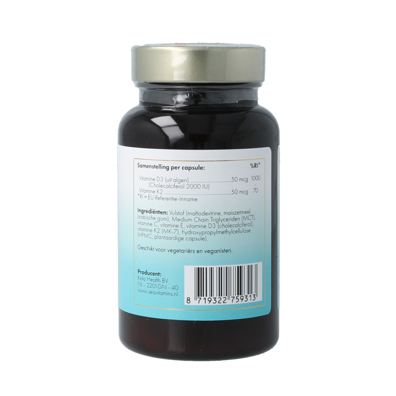 Liever Gezond Vitamine D3 K2 uit zee 90 Vegetarische capsules
